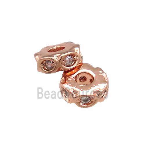 Copper Heishi Beads Pave Zircon Rose Gold