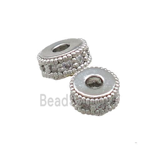 Copper Heishi Beads Pave Zircon Platinum Plated