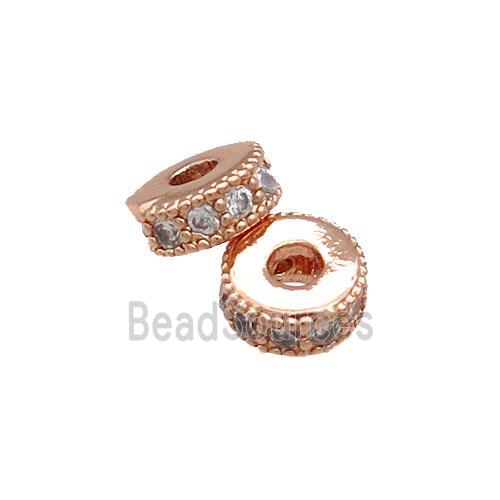 Copper Heishi Beads Pave Zircon Rose Gold