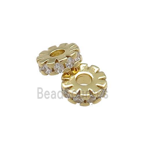 Copper Heishi Beads Pave Zircon Gold Plated