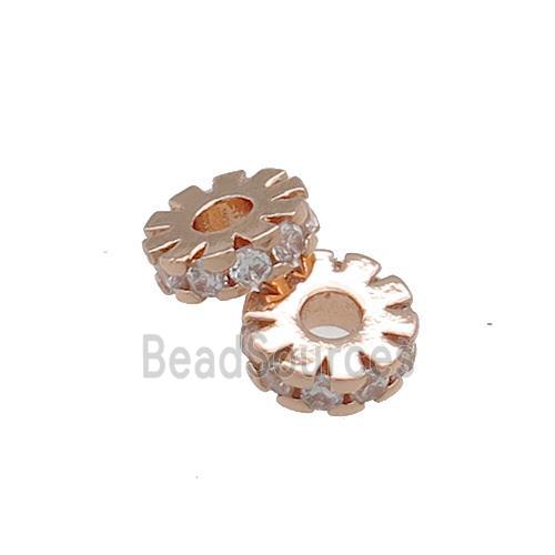 Copper Heishi Beads Pave Zircon Rose Gold