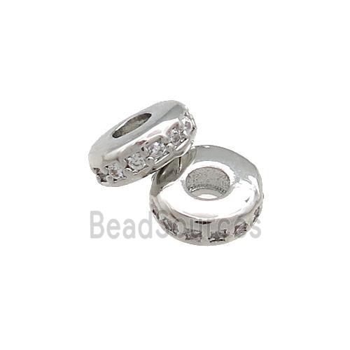 Copper Heishi Beads Pave Zircon Platinum Plated