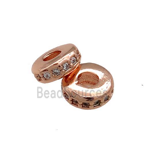 Copper Heishi Beads Pave Zircon Rose Gold