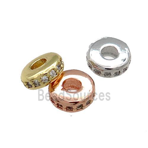 Copper Heishi Spacer Beads Pave Zircon Rondelle Mixed