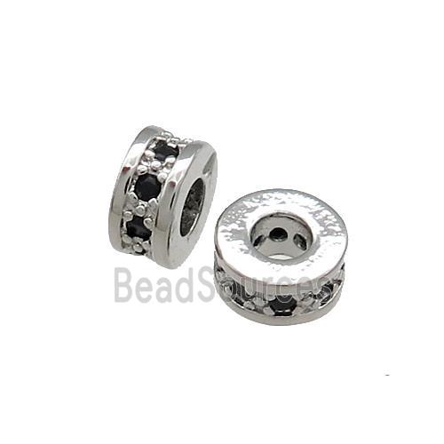 Copper Heishi Beads Pave Zircon Platinum Plated