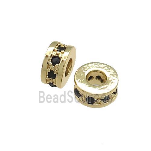 Copper Heishi Beads Pave Zircon Gold Plated