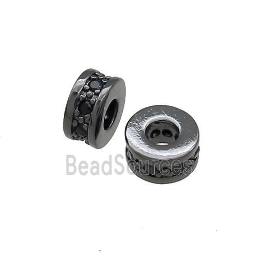 Copper Heishi Beads Pave Zircon Black Plated