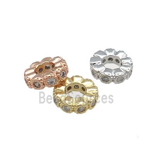 Copper Heishi Spacer Beads Pave Zircon Rondelle Mixed