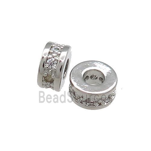 Copper Heishi Beads Pave Zircon Platinum Plated