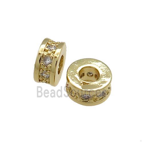 Copper Heishi Beads Pave Zircon Gold Plated