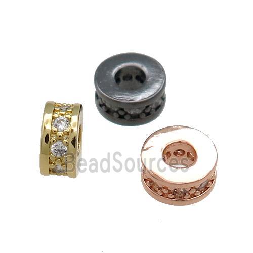 Copper Heishi Beads Pave Zircon Rondelle Mixed