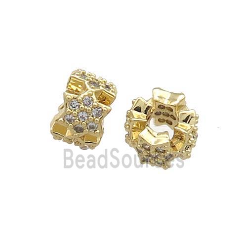 Copper Rondelle Beads Pave Zircon Gold Plated