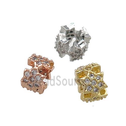 Copper Rondelle Beads Pave Zircon Mixed