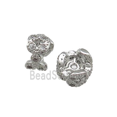 Copper Rondelle Beads Pave Zircon Platinum Plated