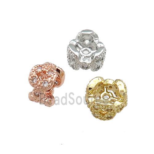 Copper Rondelle Beads Pave Zircon Mixed