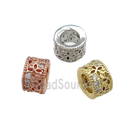 Copper Tube Beads Pave Zircon Mixed