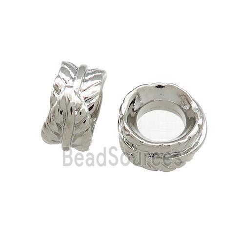 Copper Leaf Beads Rondelle Large Hole Platinum Plated