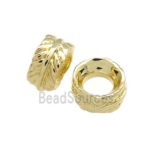 Copper Leaf Beads Rondelle Large Hole Gold Plated