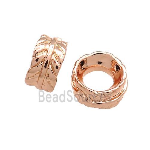 Copper Leaf Beads Rondelle Large Hole Rose Gold