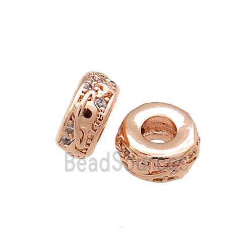 Copper Heishi Beads Pave Zircon Rose Gold