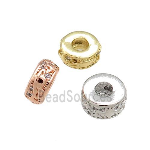 Copper Heishi Beads Pave Zircon Rondelle Mixed