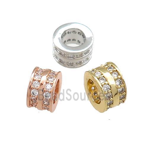 Copper Heishi Beads Pave Zircon Large Hole Mixed