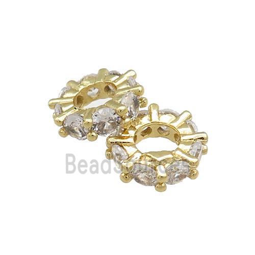 Copper Heishi Beads Pave Zircon Gold Plated