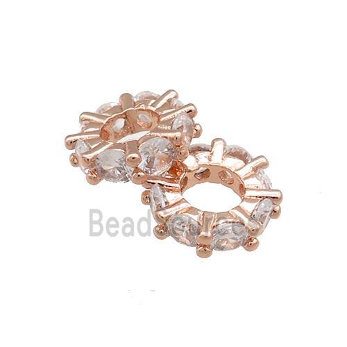 Copper Heishi Beads Pave Zircon Rose Gold