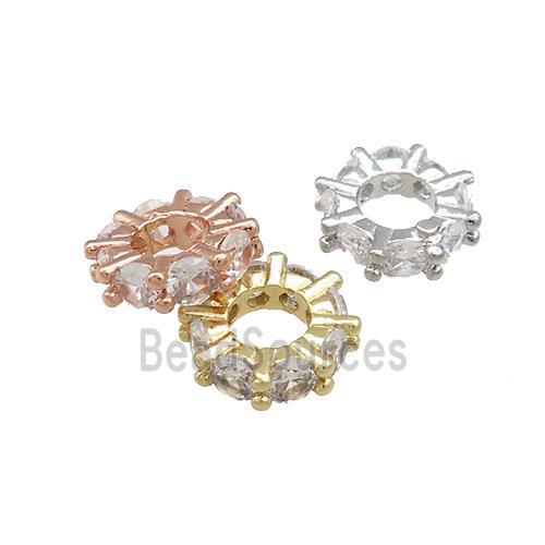 Copper Heishi Beads Pave Zircon Rondelle Mixed