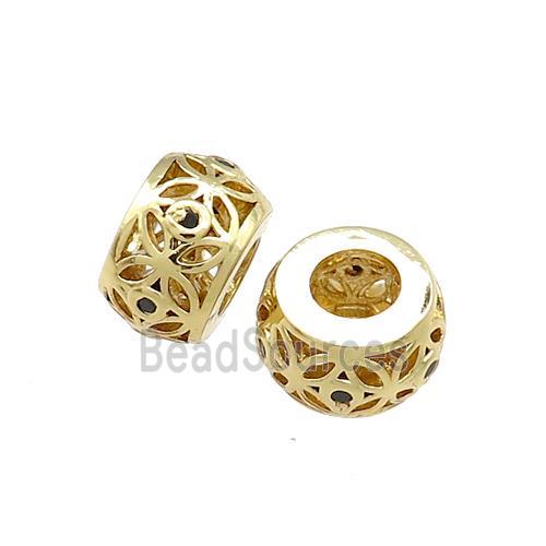 Copper Rondelle Beads Pave Zircon Gold Plated