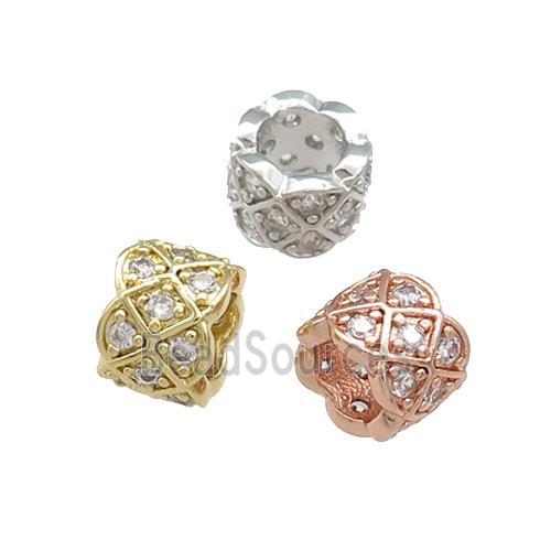 Copper Tube Beads Pave Zircon Large Hole Mixed