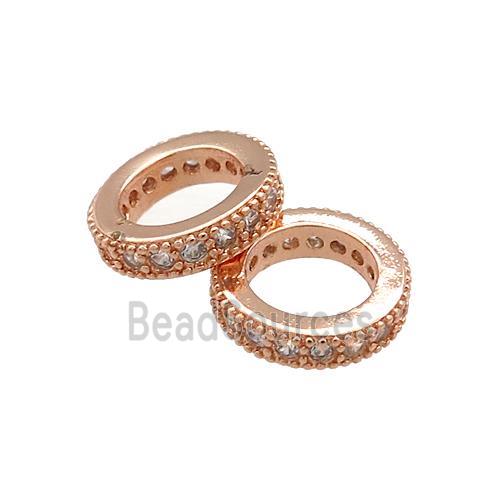 Copper Rondelle Beads Pave Zircon Rings Rose Gold