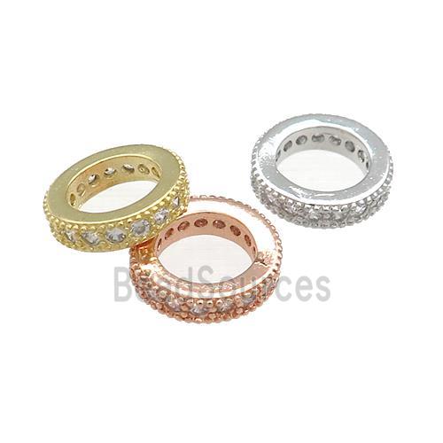 Copper Rondelle Beads Pave Zircon Rings Mixed