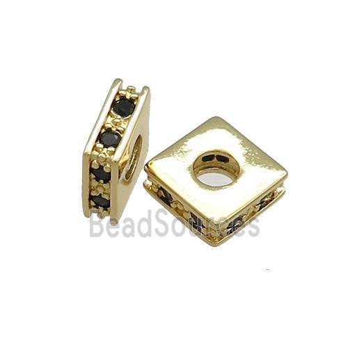 Copper Square Beads Pave Zircon Gold Plated