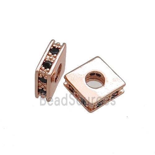 Copper Square Beads Pave Zircon Rose Gold