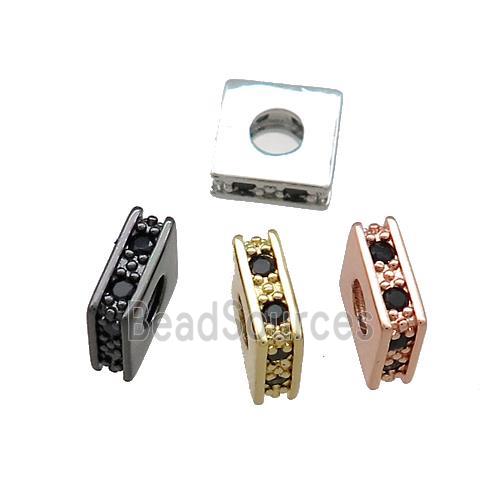 Copper Square Beads Pave Zircon Mixed