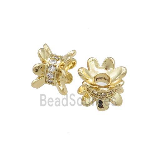 Copper Beadcaps Pave Zircon Double Gold Plated