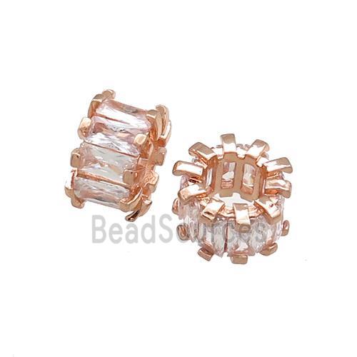 Copper Tube Beads Pave Zircon Rose Gold