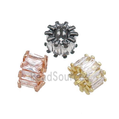 Copper Tube Beads Pave Zircon Mixed