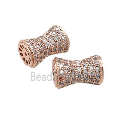 Copper Bamboo Beads Pave Zircon Rose Gold