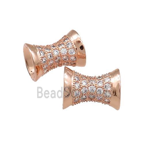 Copper Bamboo Beads Pave Zircon Rose Gold