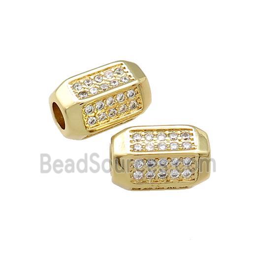 Copper Tube Beads Pave Zircon Gold Plated