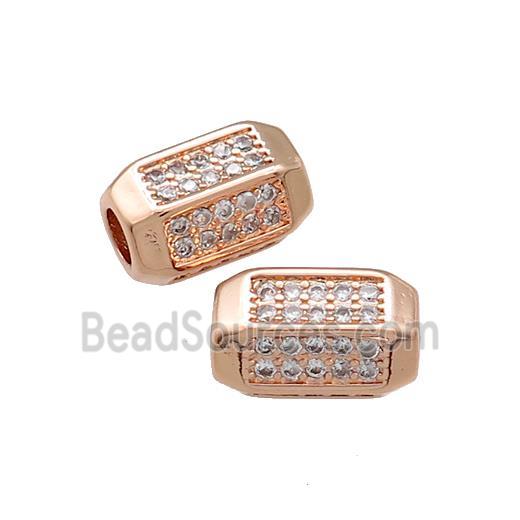 Copper Tube Beads Pave Zircon Rose Gold