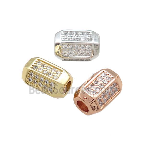 Copper Tube Beads Pave Zircon Mixed