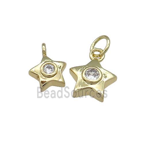 Copper Star Pendant Pave Zircon Gold Plated