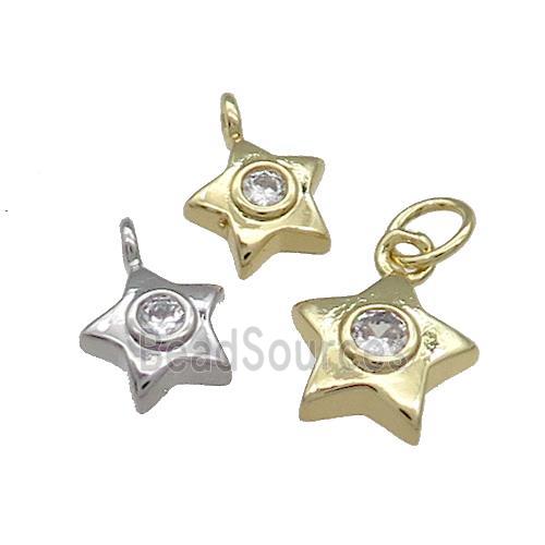 Copper Star Pendant Pave Zircon Mixed