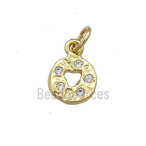 Copper Circle Pendant Pave Zircon Hammered Gold Plated