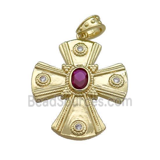 Copper Cross Pendant Pave Zircon Gold Plated