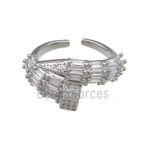 Copper Rings Pave Zircon Platinum Plated