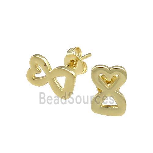 Copper Heart Stud Earring Gold Plated